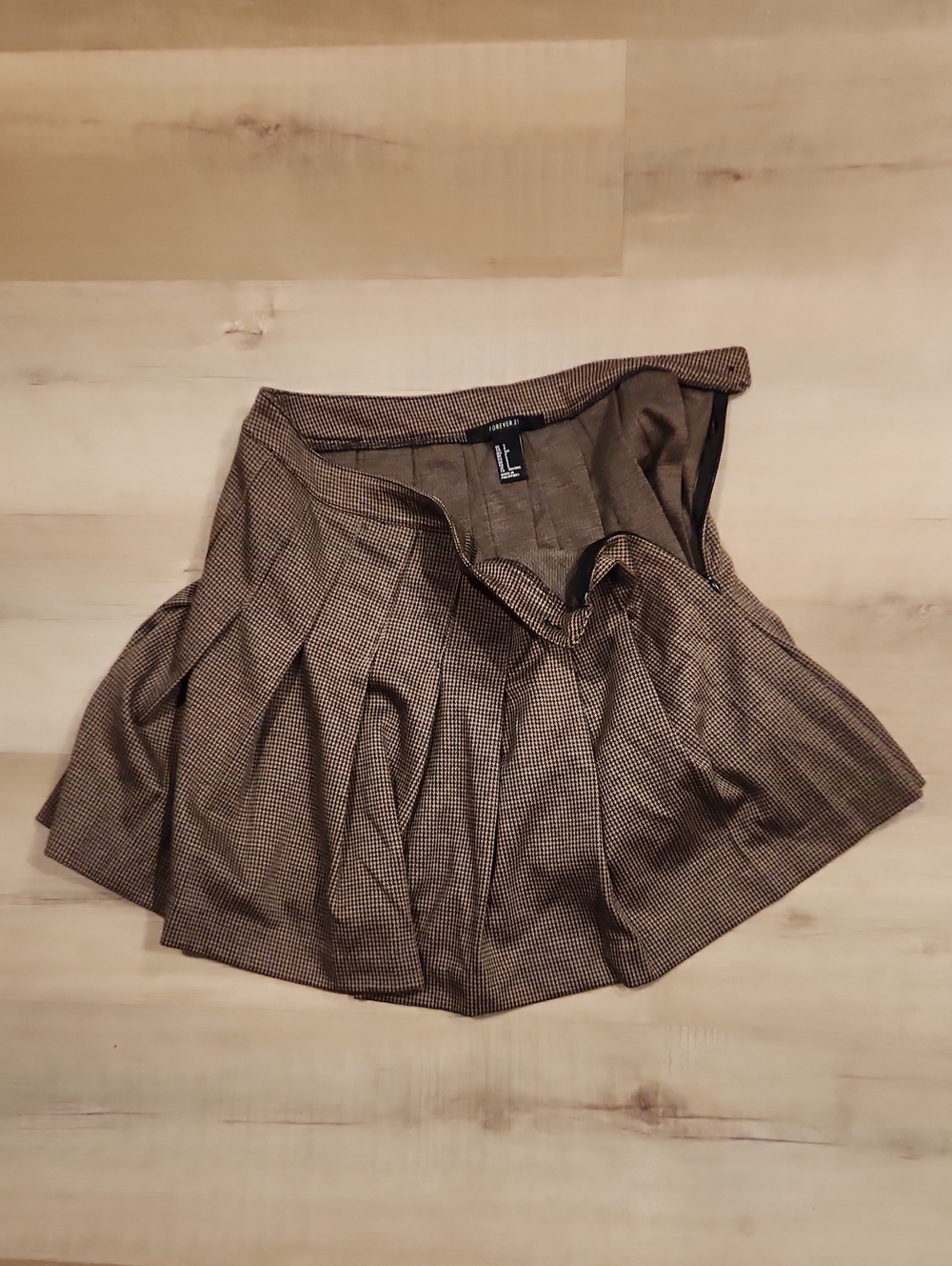Forever 21 Brown Pleated Skater Skirt